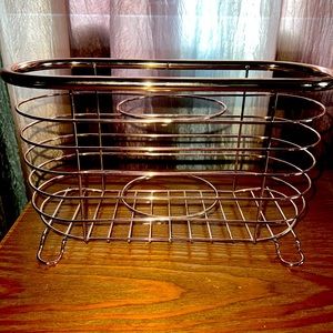 Metal wire hair care/styling tool organizer holder basket in rose gold